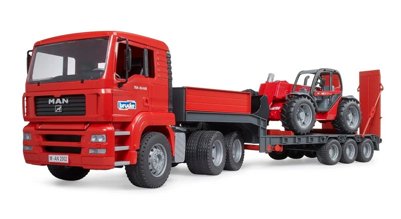 Bruder MAN TGA Low Loader Truck with Manitou Telehandler Toy