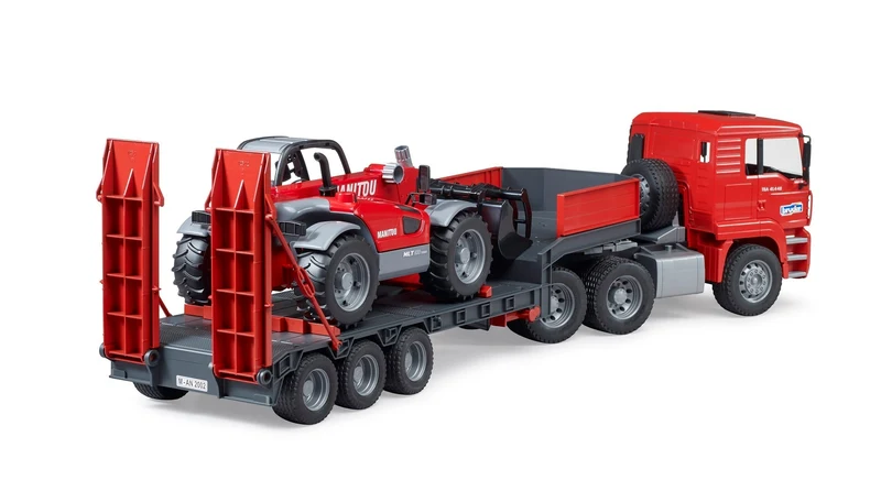 Bruder MAN TGA Low Loader Truck with Manitou Telehandler Toy