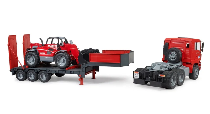 Bruder MAN TGA Low Loader Truck with Manitou Telehandler Toy