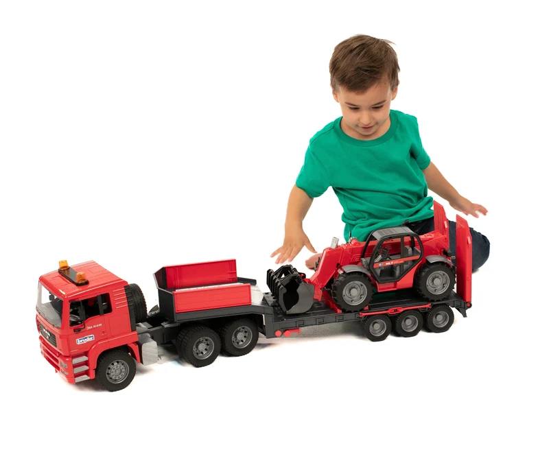 Bruder MAN TGA Low Loader Truck with Manitou Telehandler Toy