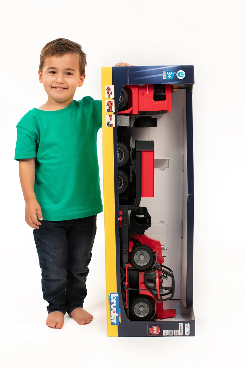 Bruder MAN TGA Low Loader Truck with Manitou Telehandler Toy