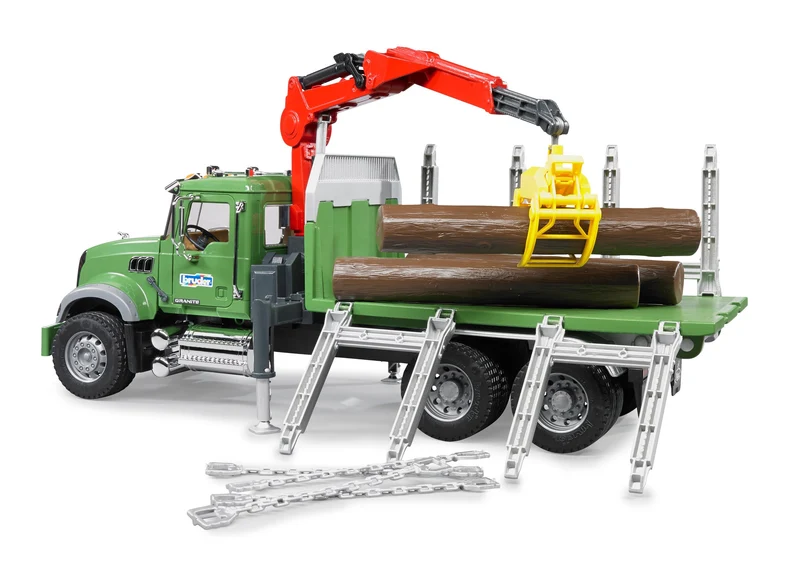 Bruder 02824 Mack Granite Timber Truck with Crane and Logs