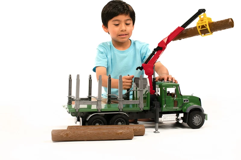 Bruder 02824 Mack Granite Timber Truck with Crane and Logs