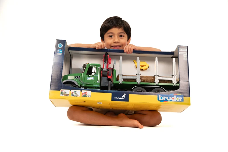 Bruder 02824 Mack Granite Timber Truck with Crane and Logs