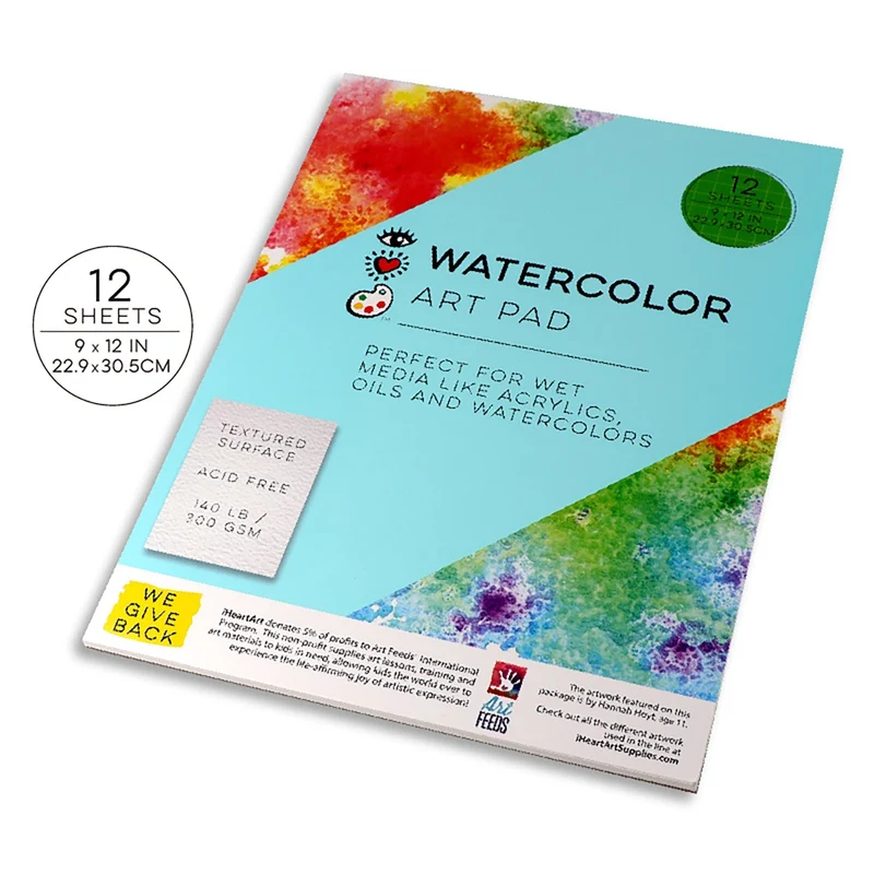 iHeartArt Watercolor Art Pad 9in x 12in 12 Sheets