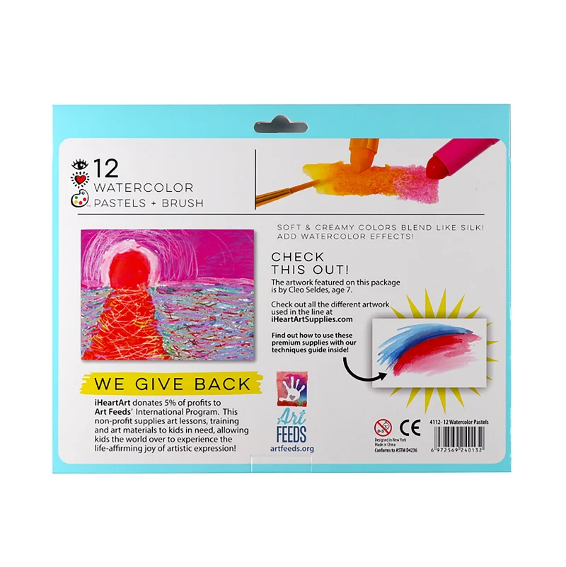 iHeartArt 12 Watercolor Pastels Set with Blending Brush