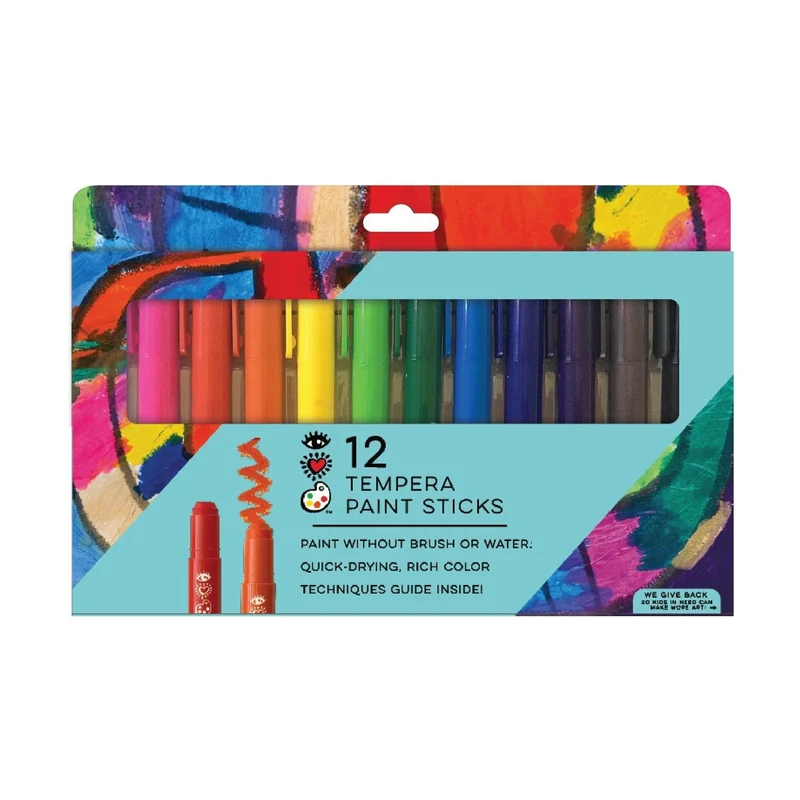 iHeartArt 12 Tempera Paint Sticks No-Mess Fast-Drying Art Set