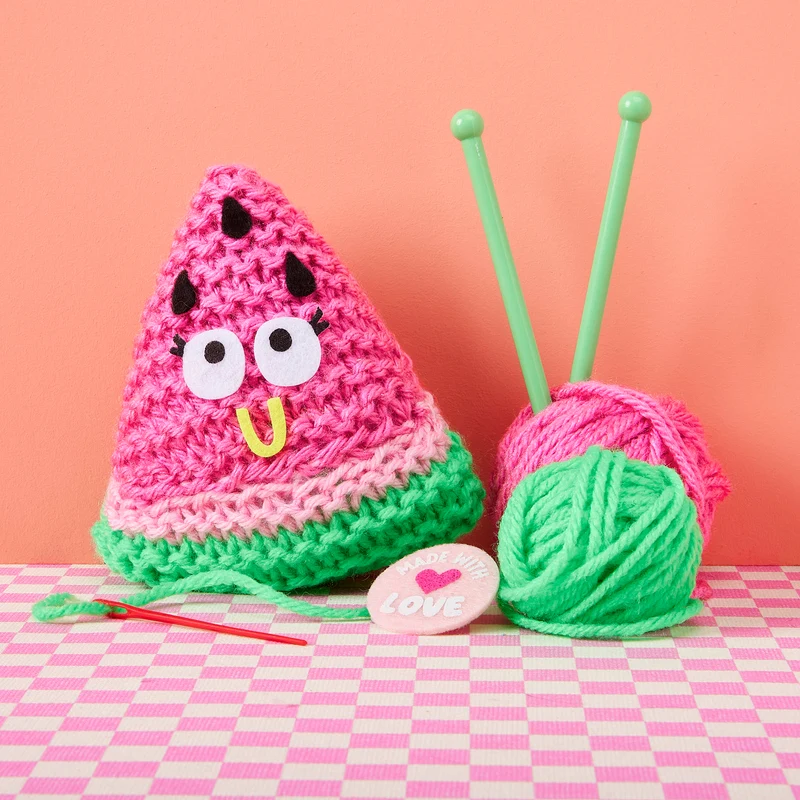 Bright Stripes Snack Knit Kit WaterMelonie Beginner Knitting Project