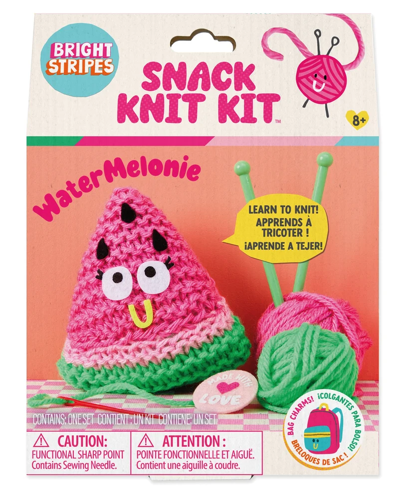 Bright Stripes Snack Knit Kit WaterMelonie Beginner Knitting Project