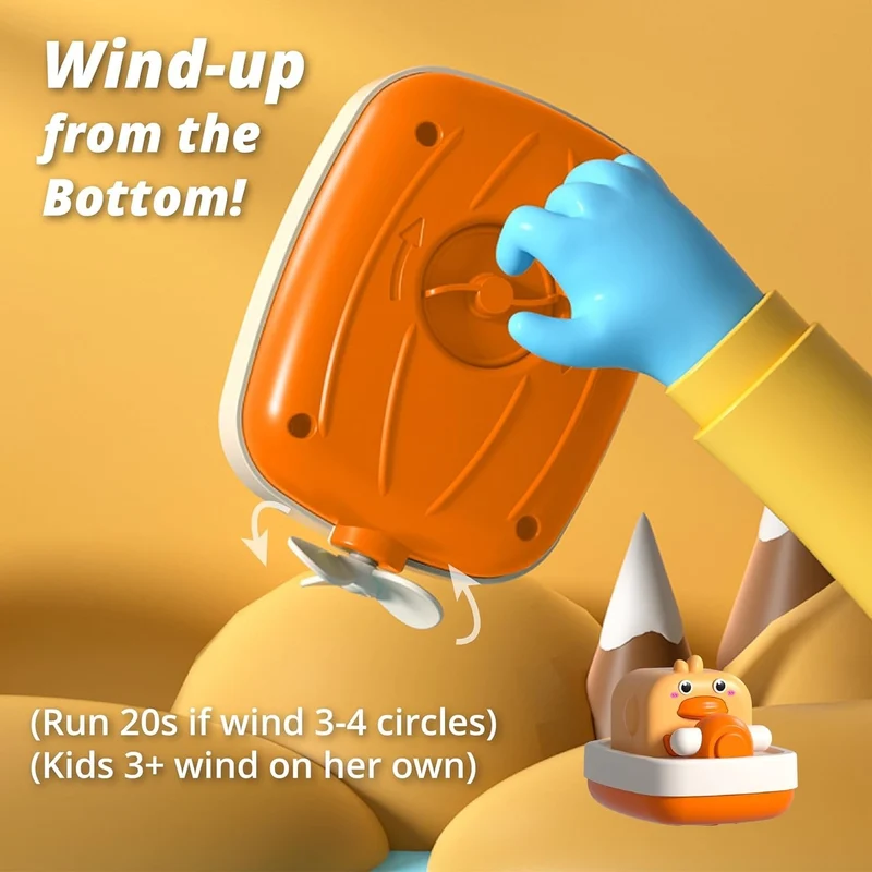 Wind-up Duck in a Boat Floating Bath Toy for Toddlers