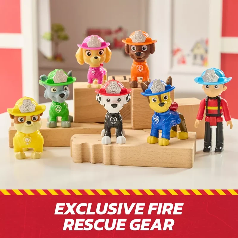 PAW Patrol Fire Rescue Team Pack, 7 Collectible Figures - Ryder, Chase, Marshall, Skye, Rubble, Rocky & Zuma