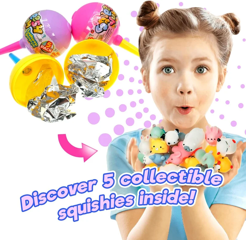 JA-RU Squeesh Yum Lollipop Surprise with 5 Mini Mochi Squishies