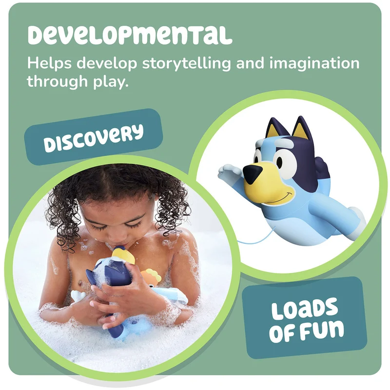 Toomies Swimming Bluey Bath Toy with Seahorse Pull String Action