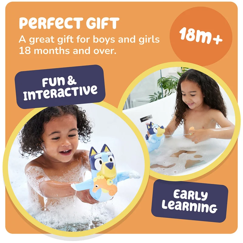 Toomies Swimming Bluey Bath Toy with Seahorse Pull String Action