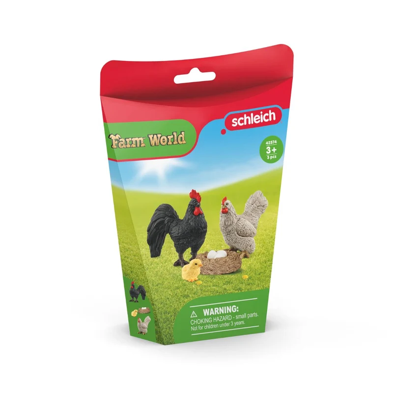 Schleich Farm Family Animal Toy Set with Rooster Hen Chick