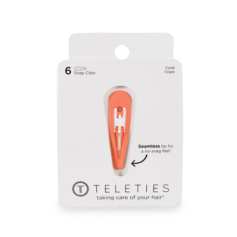 TELETIES Coral Craze Non-Slip Snap Hair Clips 6-Pack