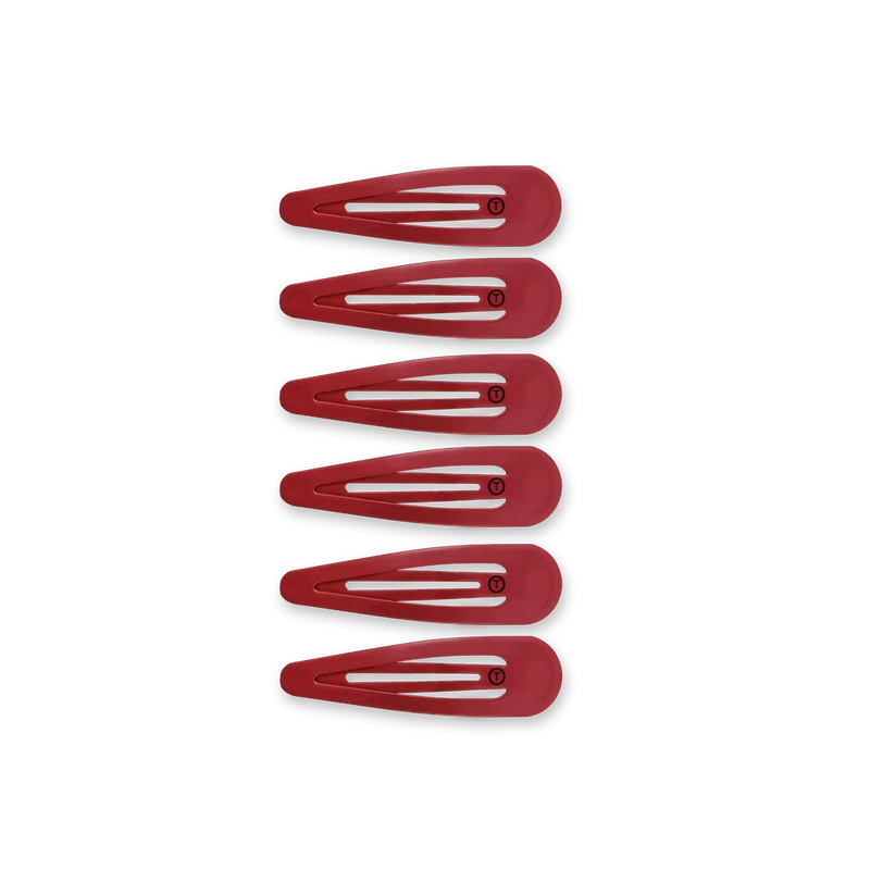 TELETIES Burgundy Wild Side No Snag Snap Hair Clips 6-Count