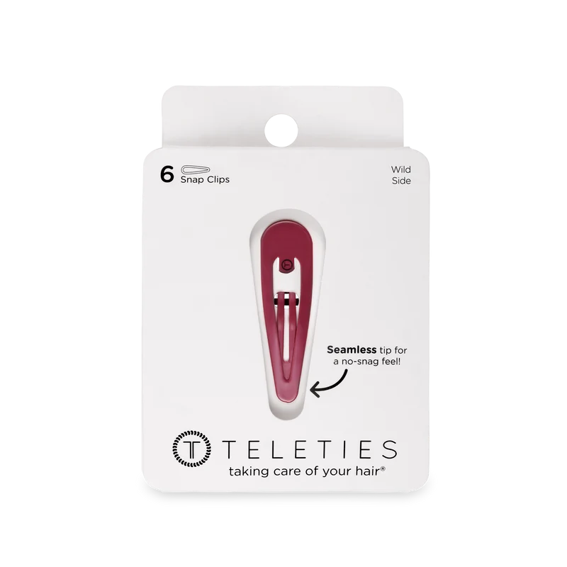 TELETIES Burgundy Wild Side No Snag Snap Hair Clips 6-Count