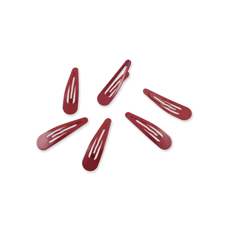 TELETIES Burgundy Wild Side No Snag Snap Hair Clips 6-Count