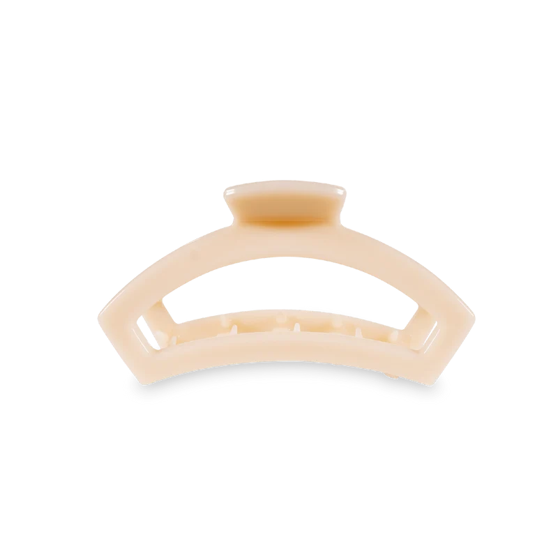 Open Almond Beige Small Claw Hair Clip for Daily Styling