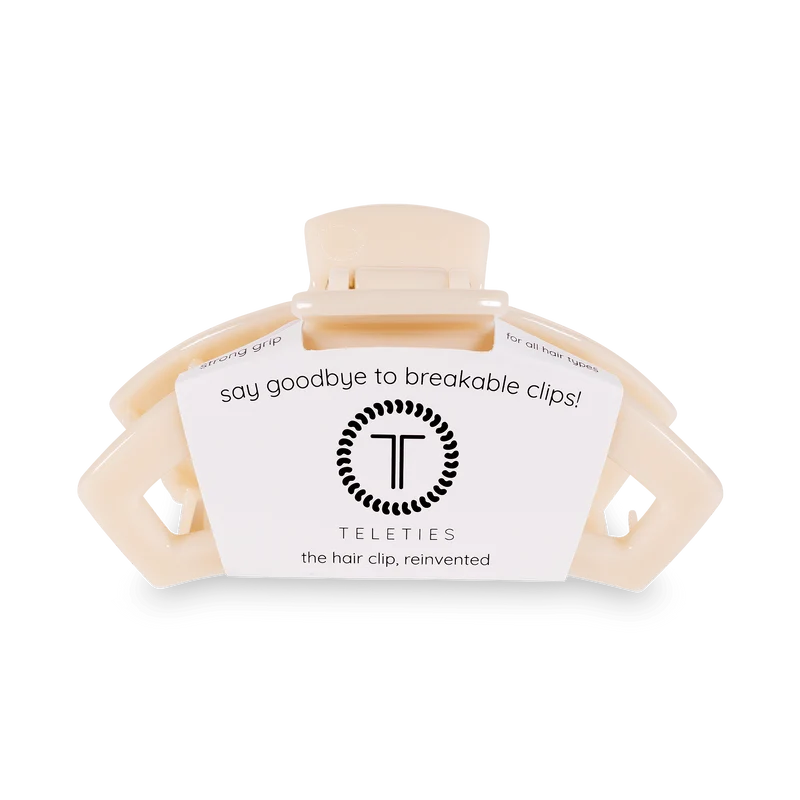 Open Almond Beige Small Claw Hair Clip for Daily Styling