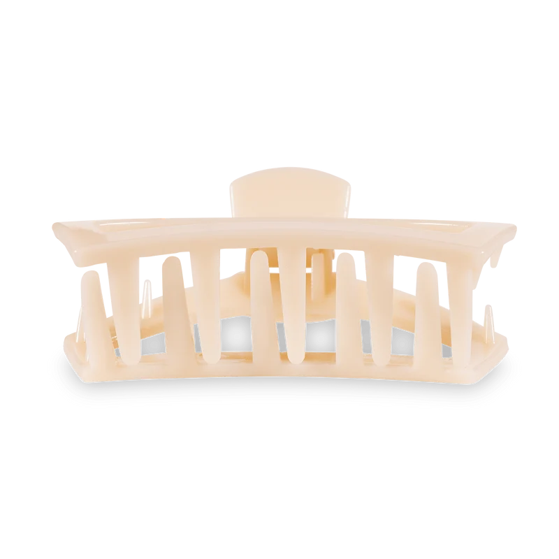 Open Almond Beige Small Claw Hair Clip for Daily Styling