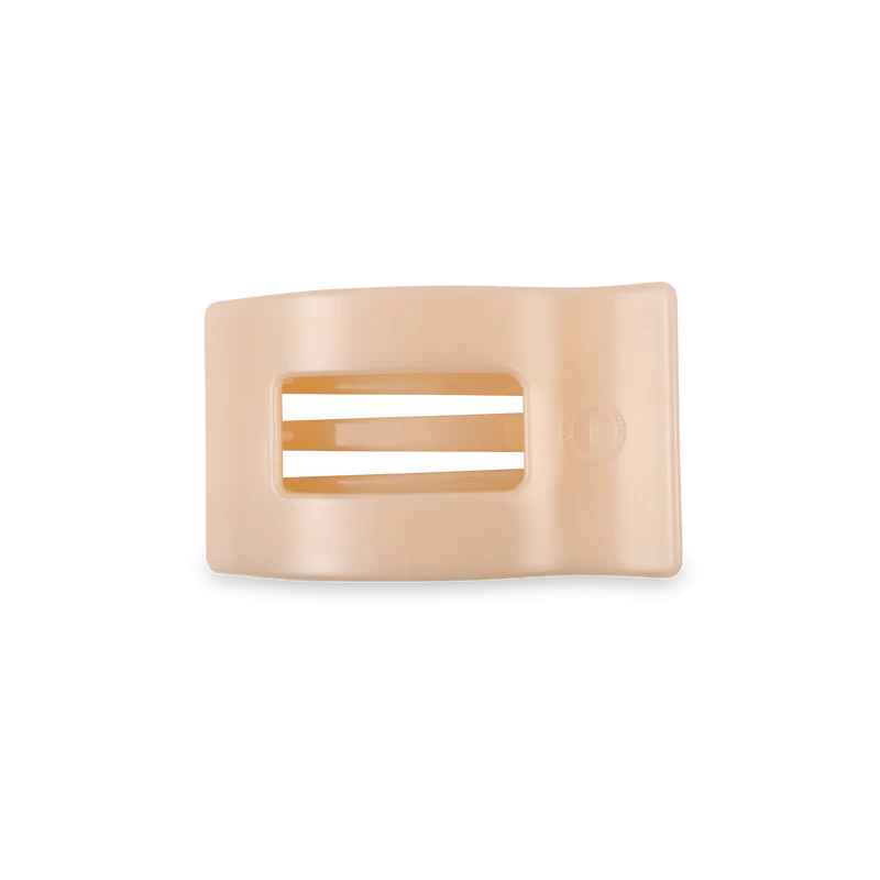 TELETIES Almond Beige Small Flat Rectangle Hair Clip for Comfort