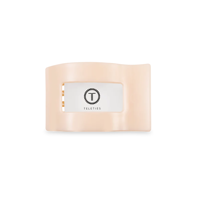 TELETIES Almond Beige Small Flat Rectangle Hair Clip for Comfort