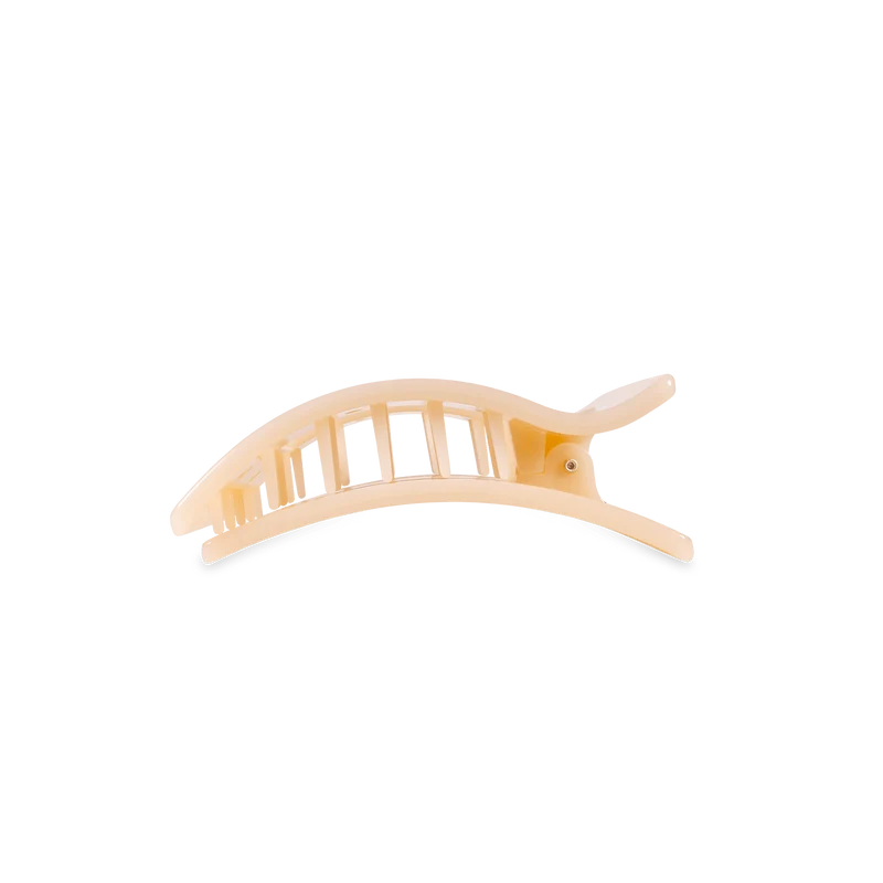 TELETIES Almond Beige Small Flat Rectangle Hair Clip for Comfort