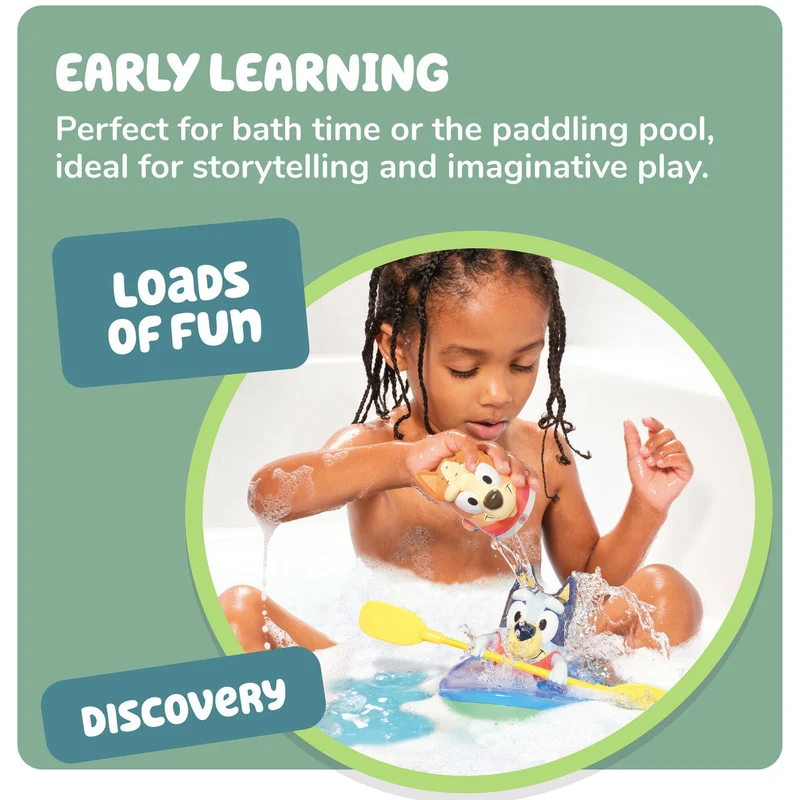 Toomies Bluey Pull and Go Canoe Bath Toy for Toddlers