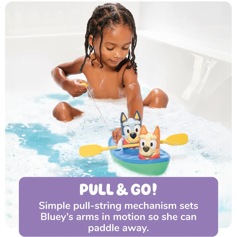 Toomies Bluey Pull and Go Canoe Bath Toy for Toddlers