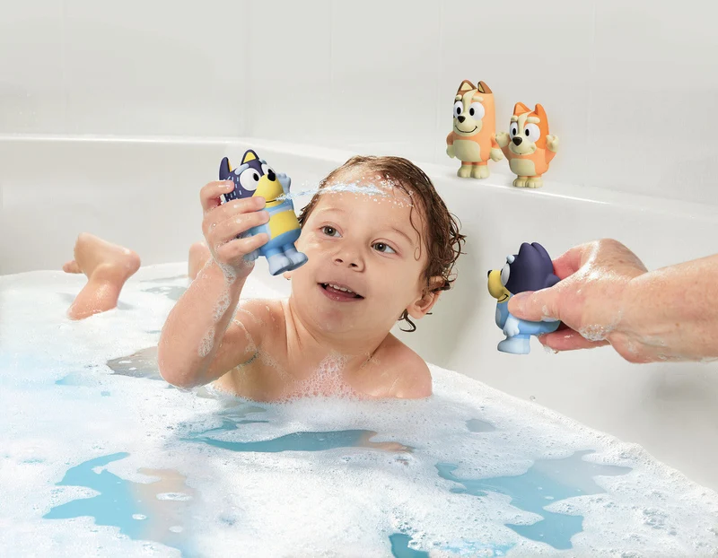 Toomies Bluey Family Bath Squirters 4-Pack Toddler Squirting Water Toys