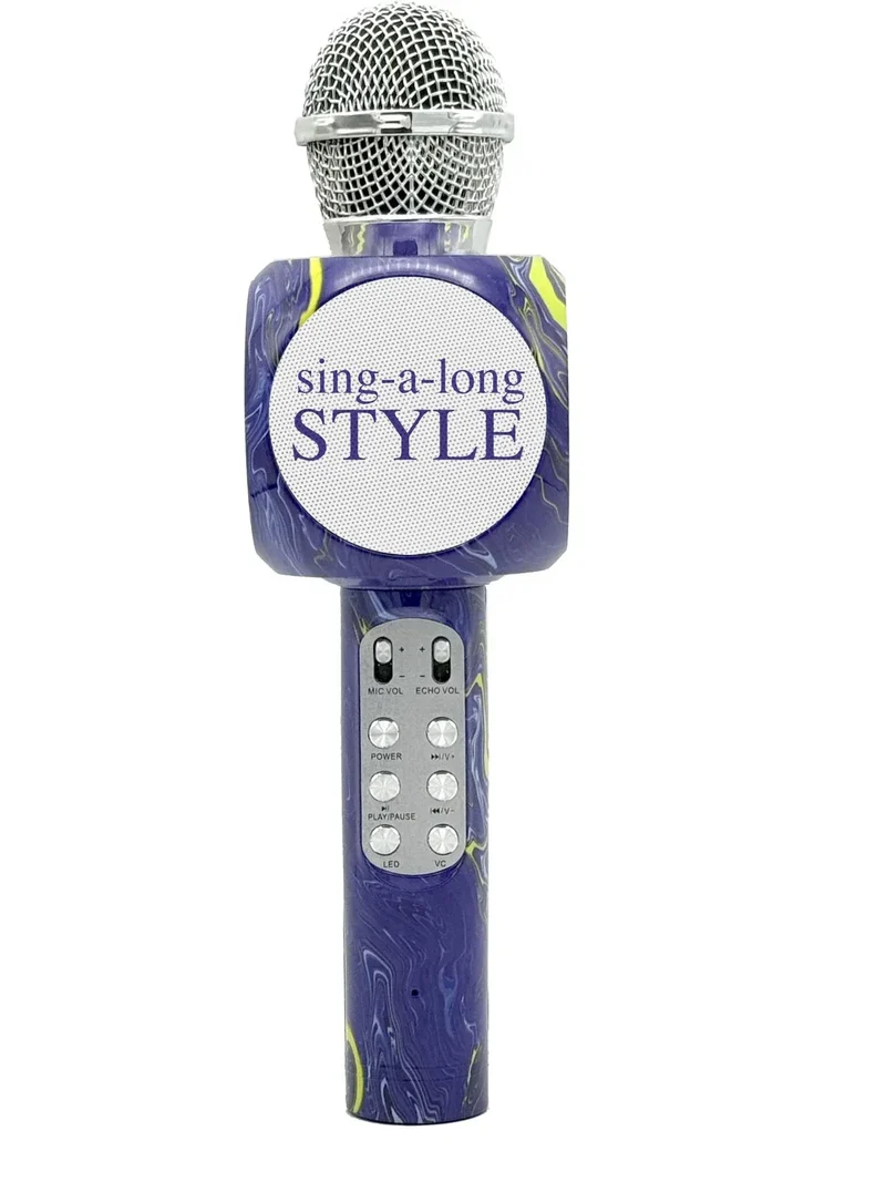 Swirl Purple Bluetooth Karaoke Microphone and Speaker Sing Along Bling