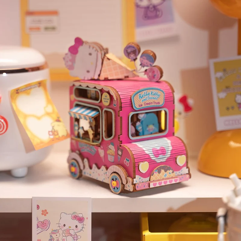 Hello Kitty Friends 3D Wooden Puzzle Music Box Ice Cream Truck