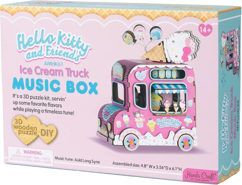 Hello Kitty Friends 3D Wooden Puzzle Music Box Ice Cream Truck