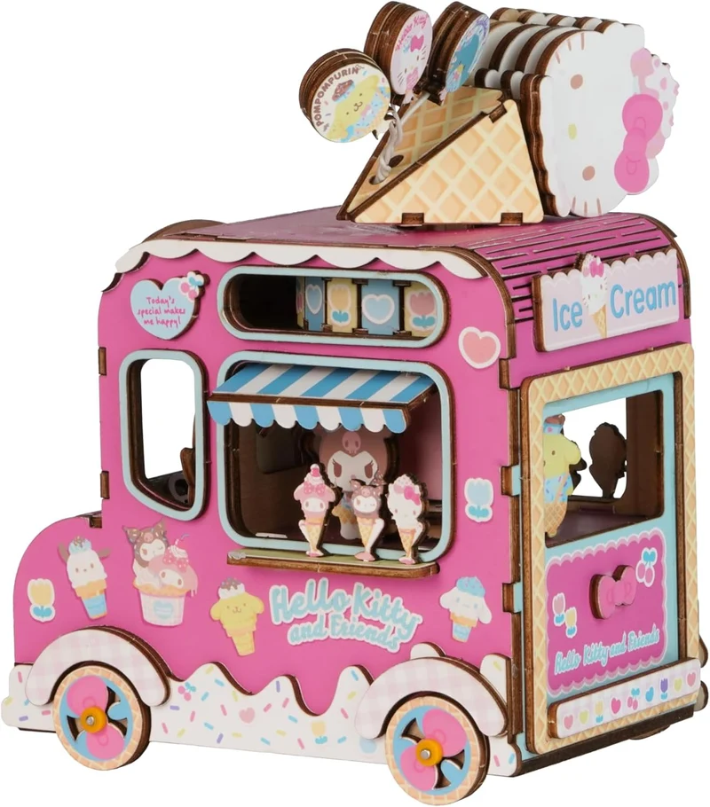 Hello Kitty Friends 3D Wooden Puzzle Music Box Ice Cream Truck