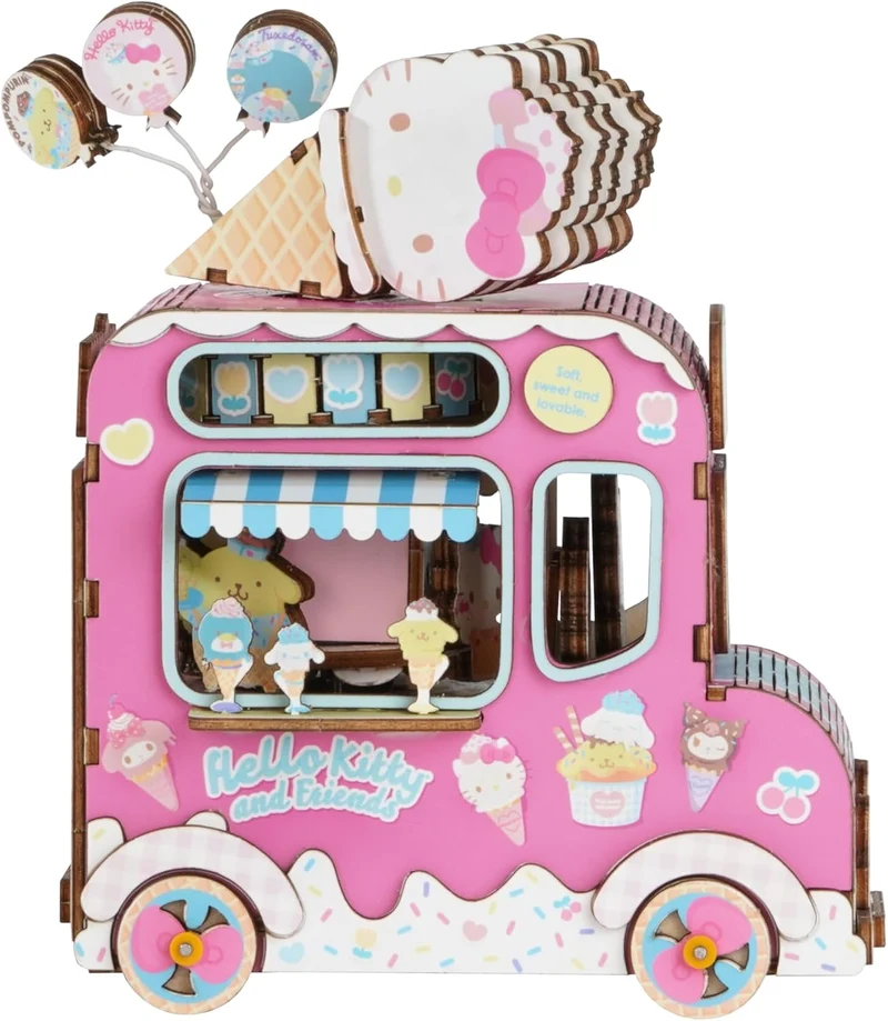Hello Kitty Friends 3D Wooden Puzzle Music Box Ice Cream Truck