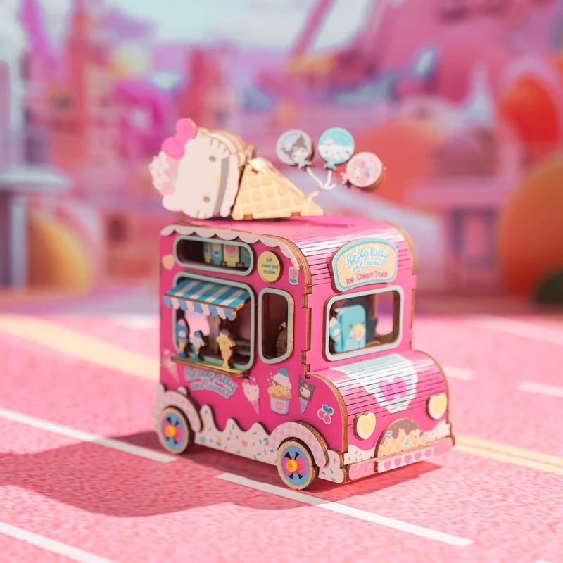 Hello Kitty Friends 3D Wooden Puzzle Music Box Ice Cream Truck