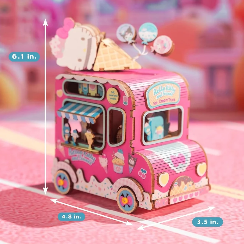 Hello Kitty Friends 3D Wooden Puzzle Music Box Ice Cream Truck
