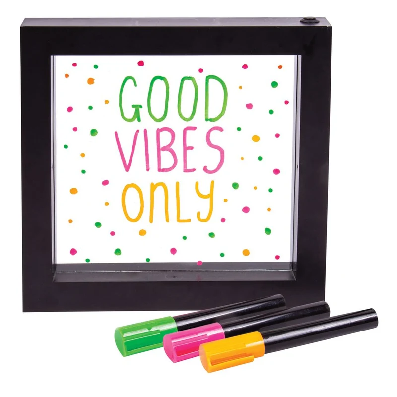 Light Up Neon Effect Message Frame with Colorful Marker Pens