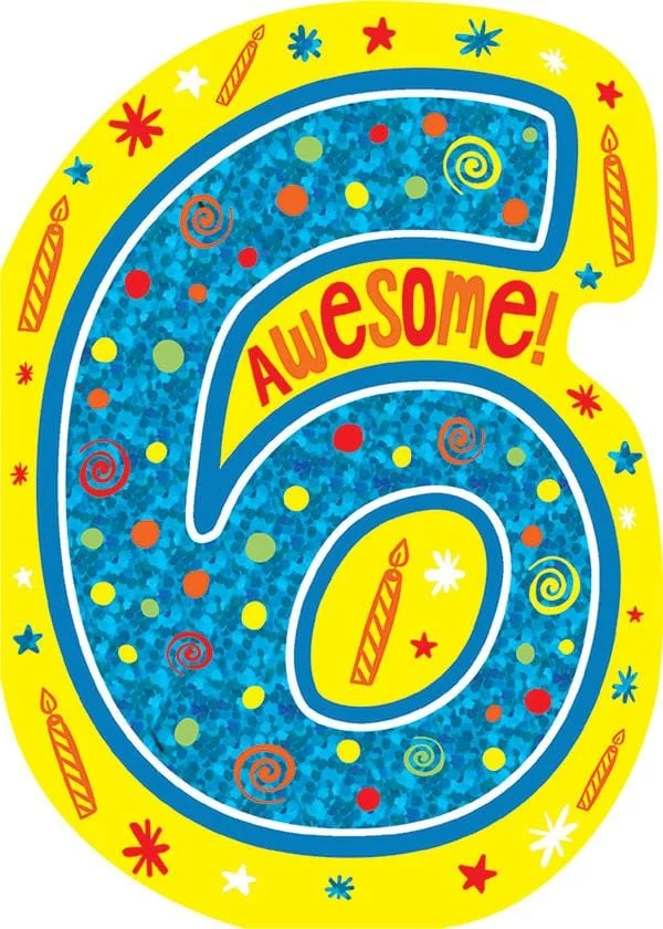 Vibrant 6th Birthday Foil Accent Greeting Card with Envelope