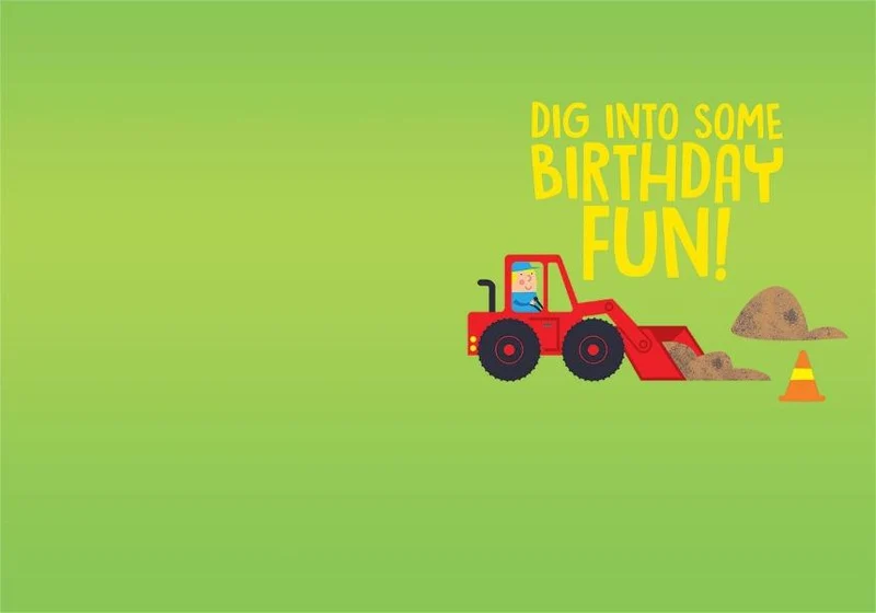 Fun Construction Equipment Foil Birthday Card with Envelope