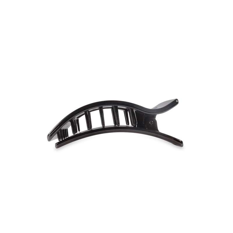 TELETIES Jet Black Small Flat Rectangle Hair Clip for Comfort