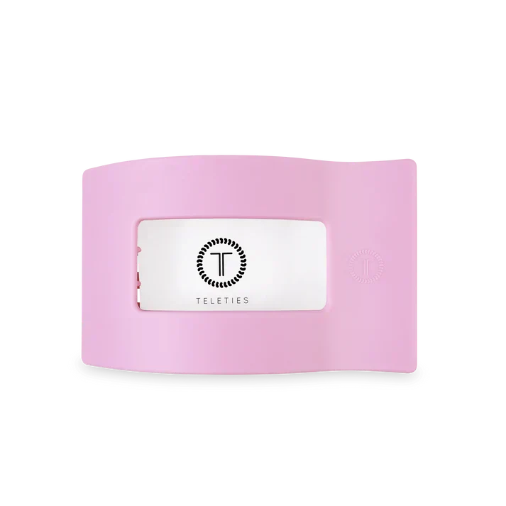 Teleties Merry Pinkmas Matte Pink Medium Flat Rectangle Hair Clip
