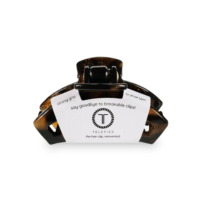 TELETIES Open Tortoise Tiny Claw Hair Clip for Thin Hair