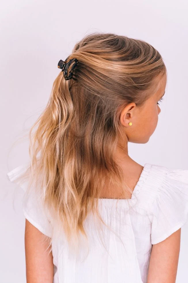 TELETIES Open Tortoise Tiny Claw Hair Clip for Thin Hair
