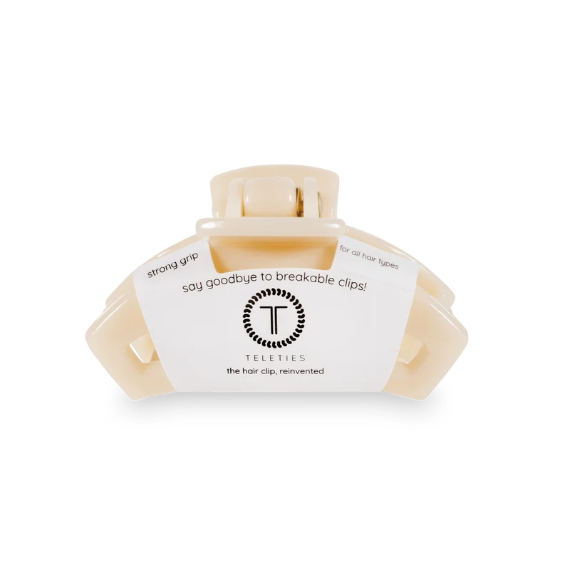 TELETIES Open Almond Beige Tiny Claw Hair Clip for Thin Hair