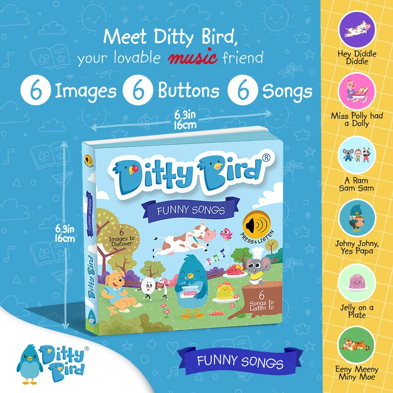 Ditty Bird Funny Songs USB-C Rechargeable Musical Sound Board Book