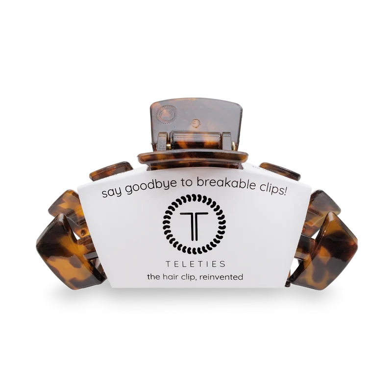 TELETIES Classic Tortoise Large Claw Hair Clip with Bendable Teeth