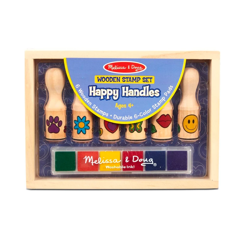 Melissa & Doug Happy Handles Wooden Stamp Set with Inkpad